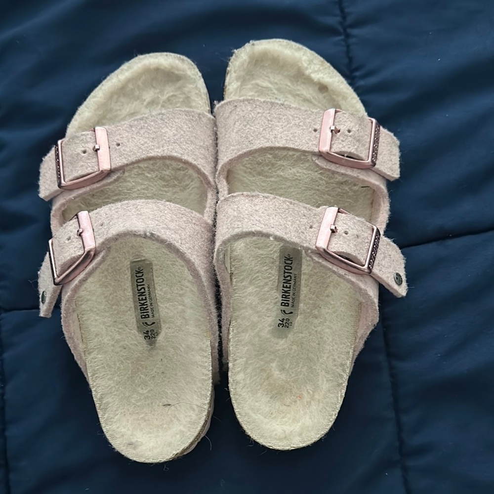 Birkenstock Beige Sandals with Rose Buckles